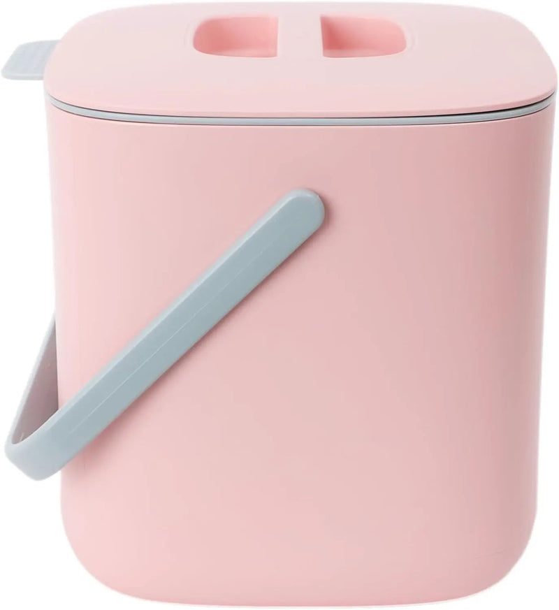 Blue Ginkgo Kitchen Compost Bin [2.6L / 0.69 GAL] – Filter-Free, Odor-Tight Countertop Food Waste Pail with Handle (Made in Korea, Pink) by GreenHaven Gardens