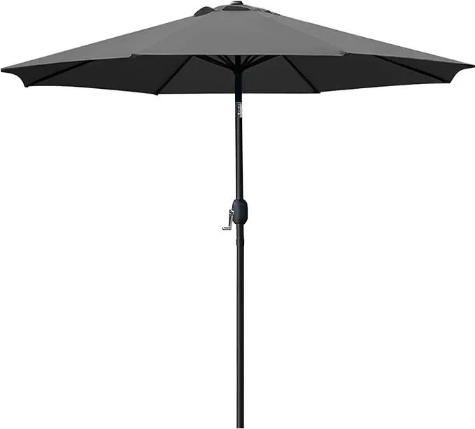 Sunnyglade 9' Patio Umbrella Outdoor Table Umbrella with 8 Sturdy Ribs (Grey) by GreenHaven Gardens