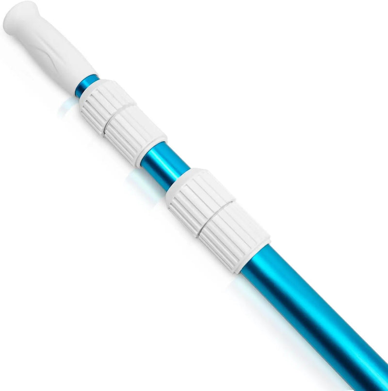 POOLWHALE Premium 15 Foot Telescopic Swimming Pool Pole, Adjustable 3 Piece Extendable Pool Cleaning Pole, Blue Anodized Aluminum - for Skimmer Nets, Vacuum Heads and Brushes by GreenHaven Gardens