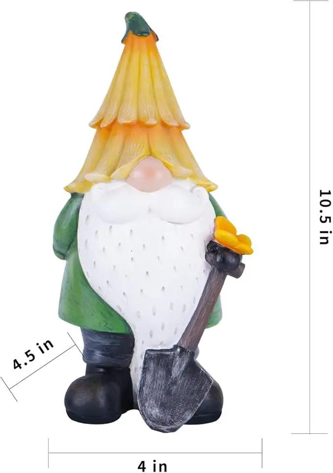 Topadorn Garden Gnome Outdoor Gnome Statue Resin Sculpture Outdoor Figurine with Yellow Hat for Garden Decoration,11 Inch by GreenHaven Gardens