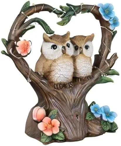 Solar Garden Owl Statue, Owl Figurines with Solar LED Lights for Garden Patio Lawn Ornaments, Indoor Outdoor Decor Waterproof Garden Gift for Owl Lovers 7'' by GreenHaven Gardens