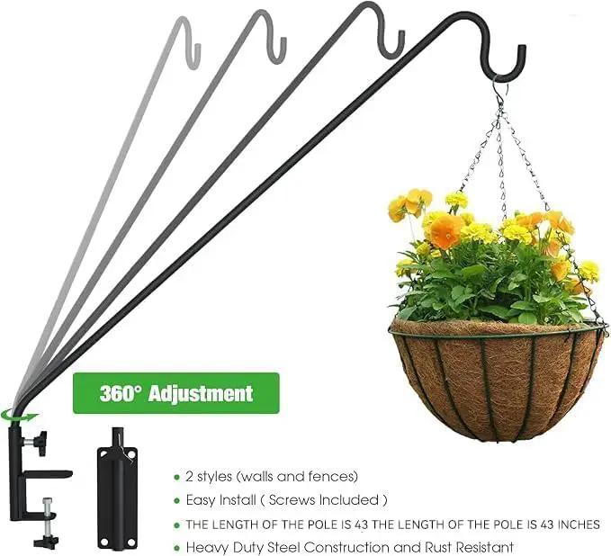 ERYTLLY Heavy Duty Deck Hook Wall Mounted Hook, Extensible and Adjustable Deck Hook with 2" Non Slip Horizontal Clamp for Hanging Bird Feeder, Plants, Suet Baskets,Wind Chimes,Lanterns and More by GreenHaven Gardens
