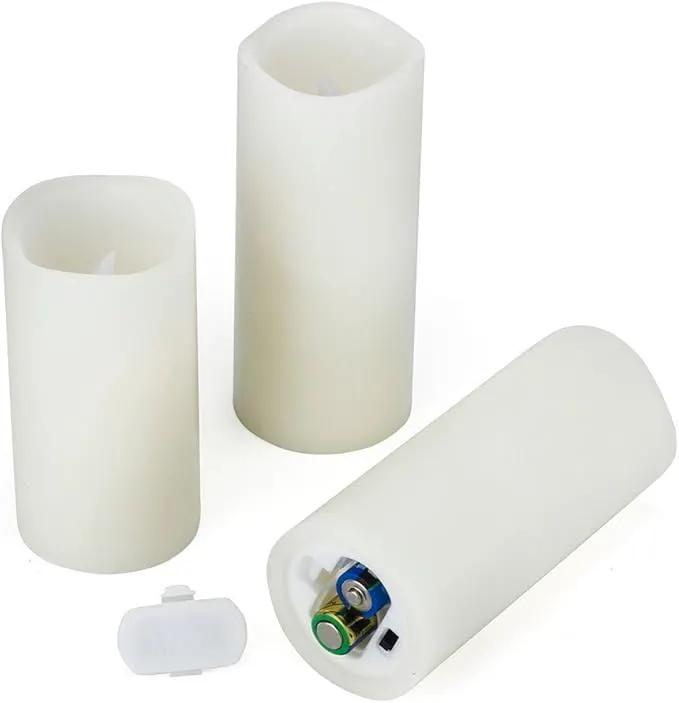 Flameless Flickering Battery Operated Candles 4" 5" 6" 7" 8" 9" Set of 9 Ivory Real Wax Pillar LED Candles with 10-Key Remote and Cycling 24 Hours Timer (Ivory) by GreenHaven Gardens