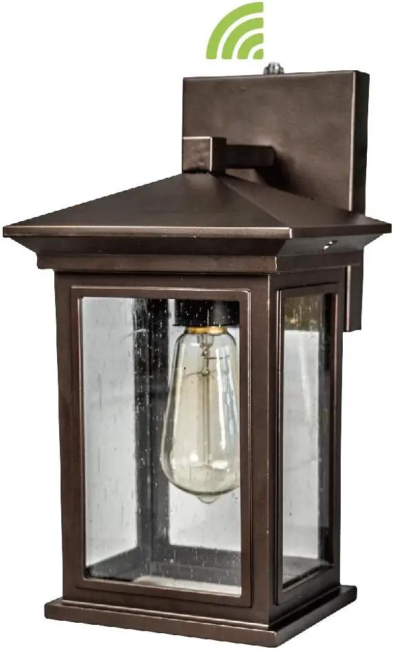 Dusk to Dawn Outdoor Wall Lantern, Exterior Wall Sconce Fixture with Tempered Clear Seeded Glass, Oil Rubbed Bronze (ORB) Finish for Outdoors (Medium Wall Mount - 2 Pack) by GreenHaven Gardens
