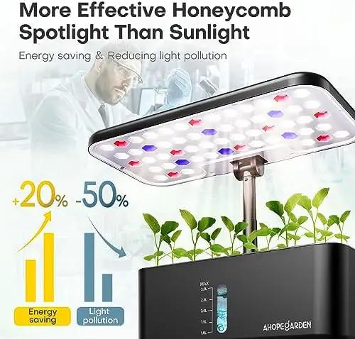 Ahopegarden Indoor Garden Hydroponics Growing System: 10 Pods Plant Germination Kit Aeroponic Herb Vegetable Growth Lamp Countertop with LED Grow Light - Hydrophonic Planter Grower Harvest Lettuce by GreenHaven Gardens