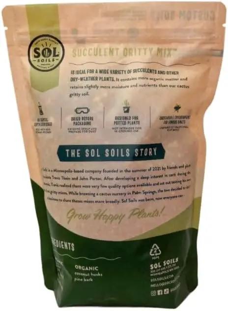 Sol Soils Succulent Gritty Mix 1 Gallon - Fast Draining Peat Moss Free Succulent Soil Potting Mix with Coconut Husk Chips, Perlite & Pumice by GreenHaven Gardens