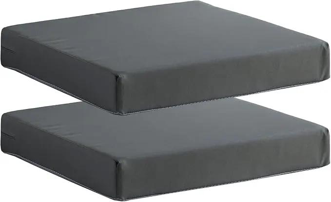 Patio Chair Cushions Non Slip Bottom Chair Pad with Ties Set of 2 Waterproof Square Outdoor Seat Cushion Replacement for Garden Swing Furniture 18x18 Inch, Gray by GreenHaven Gardens