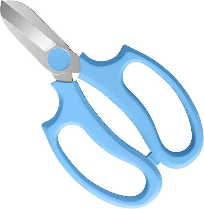 Flower Scissors, Strong Floral Shears, Premium Steel Garden Pruning Shears Floral Fruits Leaf Scissors Hand Pruner Snip Trimming Tool for Gardening Flower Arrangement, Light Blue by GreenHaven Gardens