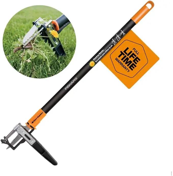 Fiskars 3-Claw Stand Up Weed Puller Tool, Gardening Hand Weeding Tool with 39" Long Ergonomic Handle with Easy-Eject Mechanism by GreenHaven Gardens