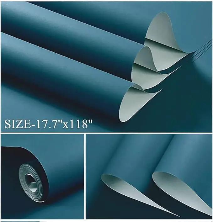 Dimoon 236''x17.7'' Blue Peel and Stick Wallpaper Contact Paper Modern Self Adhesive Wall Paper Removable Renter Friendly Textured Solid Color Shelf Cabinet Vinyl Roll (236''x17.7'',Dark Blue) by GreenHaven Gardens
