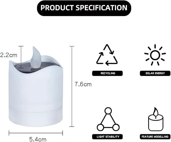 Solar Candle Lights,Flameless Candle Lights,Solar Rechargeable Tea Wax lamp,6 flameless Candle Light, Suitable for Wedding, Valentine's Day, Halloween, Christmas (Solar Candle Light) by GreenHaven Gardens