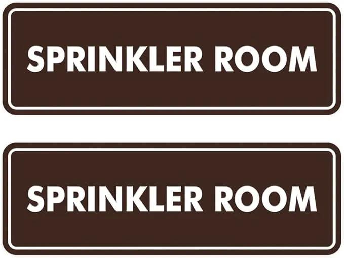 Signs ByLITA Standard Sprinkler Room Sign (Dark Brown) - Small 2 Pack by GreenHaven Gardens