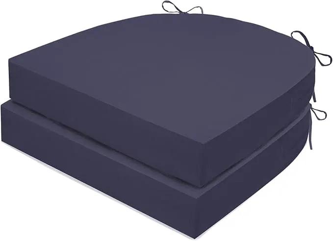 Outdoor Chair Cushions Set of 2, Waterproof Foam Patio Seat Cushions with Ties for Garden Sofa & Dining Furniture, 3-Year Color Fastness, 18x18x3 Inch, Grey by GreenHaven Gardens