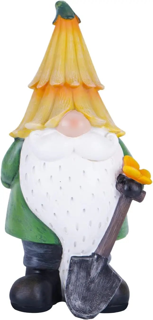 Topadorn Garden Gnome Outdoor Gnome Statue Resin Sculpture Outdoor Figurine with Yellow Hat for Garden Decoration,11 Inch by GreenHaven Gardens