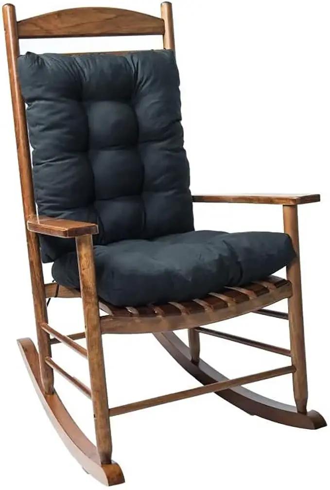 Indoor Outdoor Rocking Chair Cushions Pack of 1, Patio Chair Cushion High Back Chair Seat Cushions for Garden Patio Furniture, Black by GreenHaven Gardens