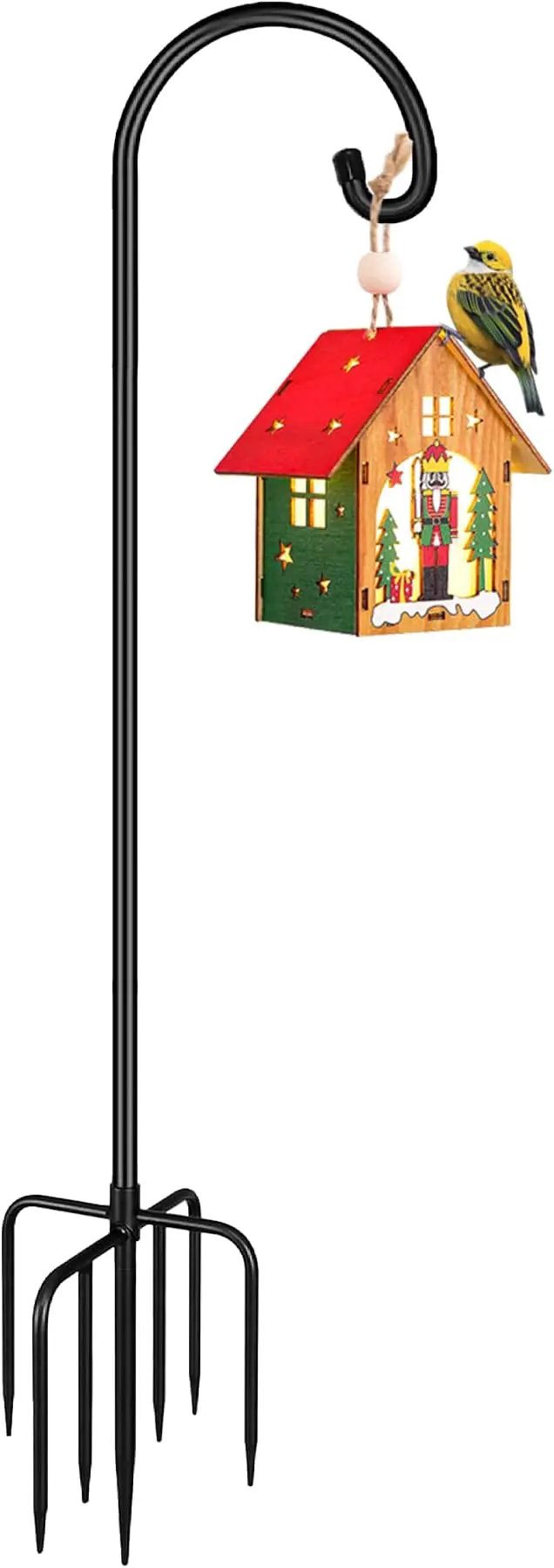 Shepherd Hook 92 Inch Tall Heavy-Duty Metal Garden Hanging Pole Stake for Bird Feeder Pole Plant Baskets, Black (1 Pack) by GreenHaven Gardens