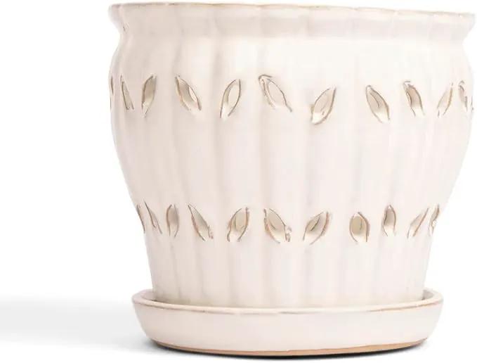 rePotme Orchid Pot - 6 inch Ceramic Pot with Holes, Pinwheel Fluted (White Diamond) - Includes Free 6 inch Slotted Liner by GreenHaven Gardens