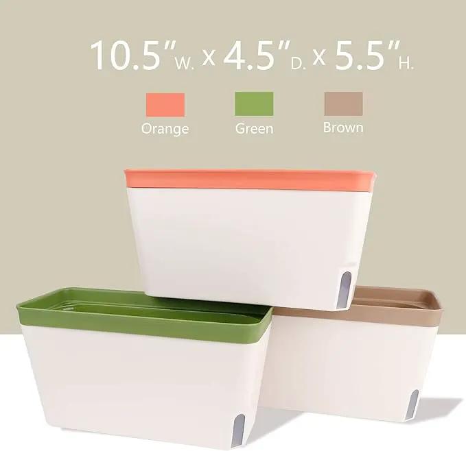 OurWarm Windowsill Herb Planter Box Indoor Set of 3, 10.5 Inch Self Watering Planter Pots with Visual Water Level Window, Modern Plastic Plant Pots for Herbs, Vegetables, Succulents Plants by GreenHaven Gardens