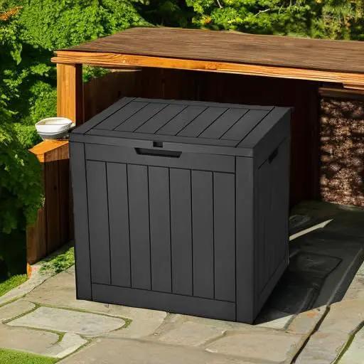 YITAHOME 30 Gallon Deck Box Outdoor Storage Box, Waterproof Resin Package Delivery and Storage Box with Lockable Lid for Patio Furniture Cushions, Pool Accessories, Garden Tools, Black by GreenHaven Gardens