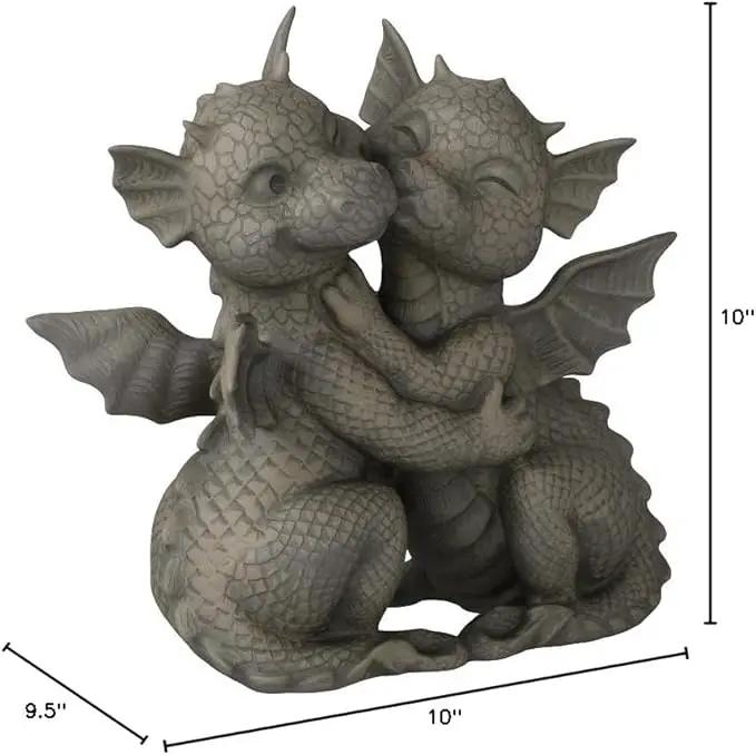 Pacific Giftware Garden Dragon Loving Couple Garden Display Decorative Accent Sculpture Stone Finish 10 Inch Tall by GreenHaven Gardens