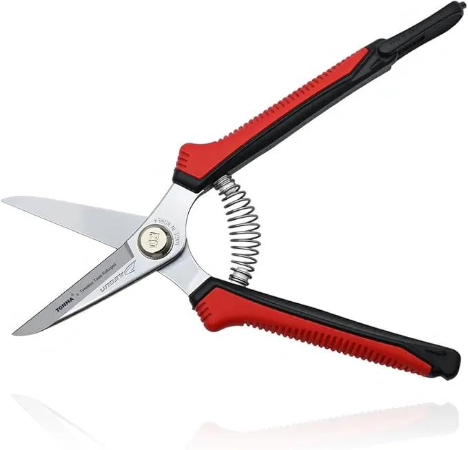 TONMA Pruning Scissors [Made in Korea] 7.5" Rugged yet Lightweight Pruning Shears for Gardening with Ergonomics Grip, Japanese Craft Hard Chrome Plated Sharp Stainless Steels Garden Snips by GreenHaven Gardens