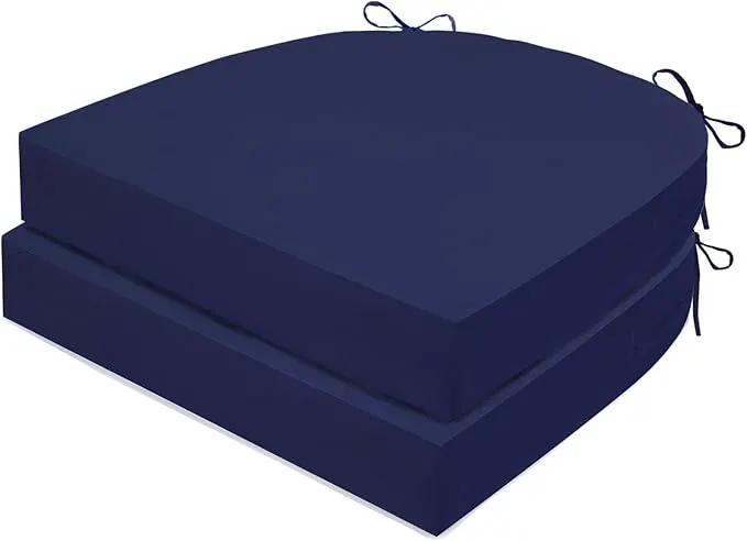Outdoor Chair Cushions Set of 2, Waterproof Foam Patio Seat Cushions with Ties for Garden Sofa & Dining Furniture, 3-Year Color Fastness, 16x17x2 Inch, Blue by GreenHaven Gardens