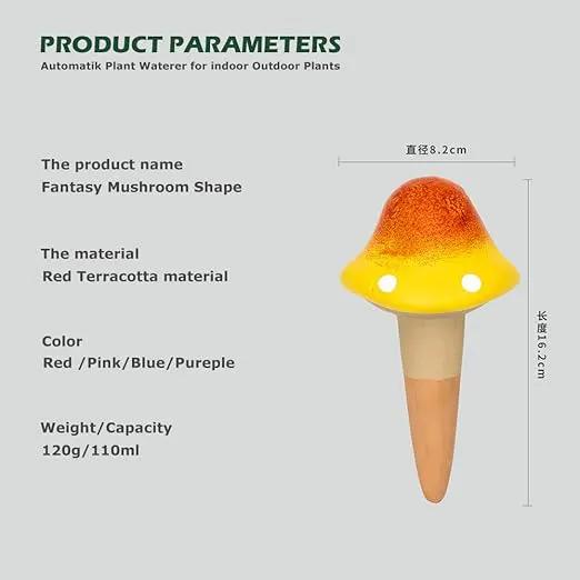 4 Pack Terracotta Watering Spikes, Vacation Self-Watering Planters Devices - Continuous Moisture with Slow Release Watering System - Perfect for Indoor Outdoor Plants (Fantasy Mushroom) by GreenHaven Gardens