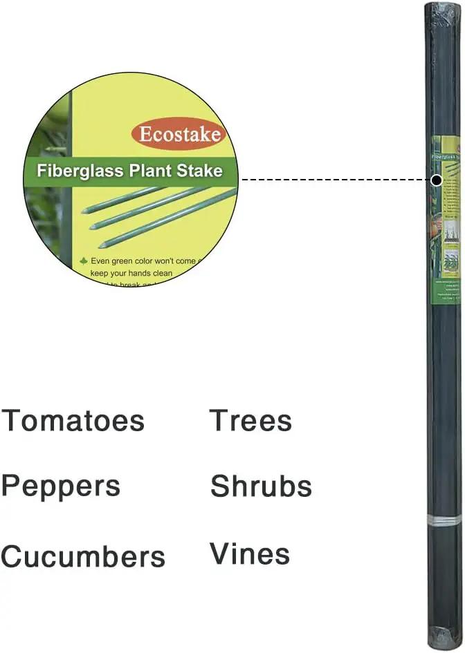 4ft 8pack Garden Stakes 1/4" Dia FRP Plant Supporting Stakes for Climbing Tomato Cucumber Strawberry Bean Tree, Pack of 8, Dark Green(48inch) by GreenHaven Gardens