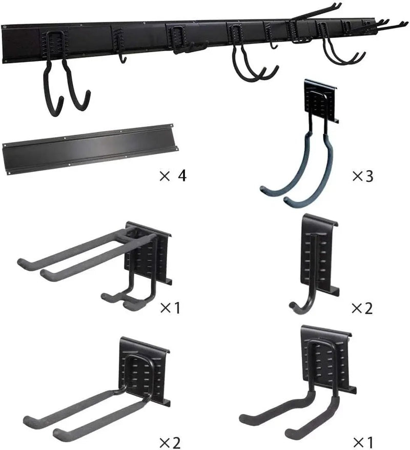 Ultrawall 13 PCS Tool Storage Rack, 64 Inches Adjustable Garage Organization Wall Mounted Storage System with 9 Hooks, Heavy Duty Steel Garden Tool Organizer Wall Holders by GreenHaven Gardens