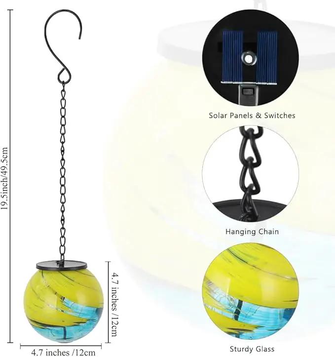 Hanging Solar Lanterns Outdoor Waterproof, Gazing Ball Globe Solar Lantern, Hanging Glass Lantern for Garden Yard Tree Outdoor Decoration by GreenHaven Gardens