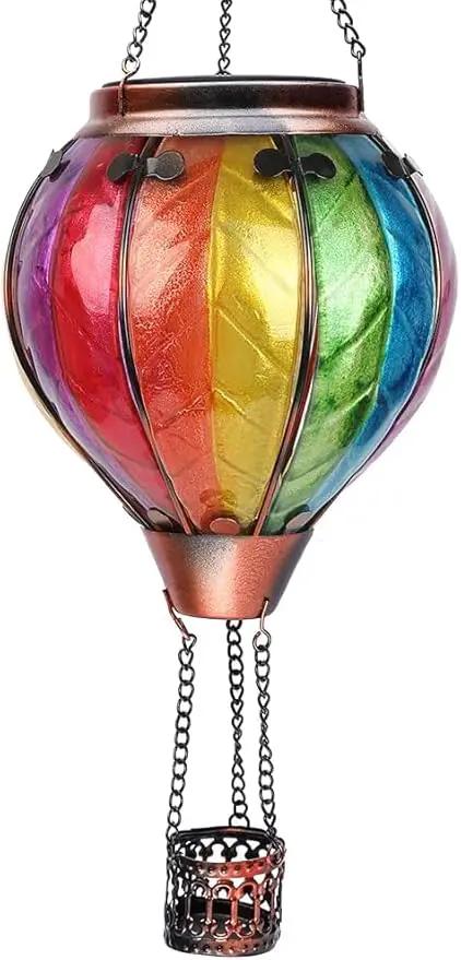 Hot Air Balloon Solar Lantern with Flickering Flame Outdoor Waterproof Decorative Hanging Light for Garden Patio Yard and Party Decor by GreenHaven Gardens