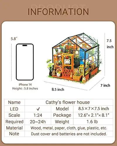 Rolife DIY Miniature Dollhouse Kit,Green House with Furniture and LED,Wooden Dollhouse Kit,Best Birthday and Valentine's Day Gift for Women and Girls by GreenHaven Gardens