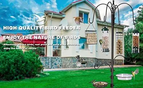 Bird Feeding Station Kit Pole Wild Bird Feeder Hanging Planter Hanger Multi Feeder Hanging with Metal Suet Feeder Bird Bath for Attracting Wild Birds by GreenHaven Gardens