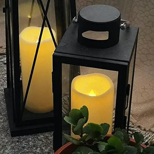 2 PCS 3" x7" Waterproof Outdoor Battery Operated Flameless LED Pillar Remote Candles Flickering Plastic Resin Electric Decorative Light for Lantern Patio Garden Home Decor Party Wedding Decoration by GreenHaven Gardens