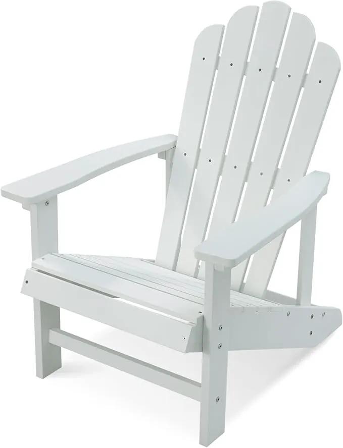Psilvam Classic Adirondack Chair, Standard-Sized Poly Lumber Fire Pit Chair, 350Lbs Support Weather Resistant Patio Chairs for Garden, Party, Beach(White) by GreenHaven Gardens