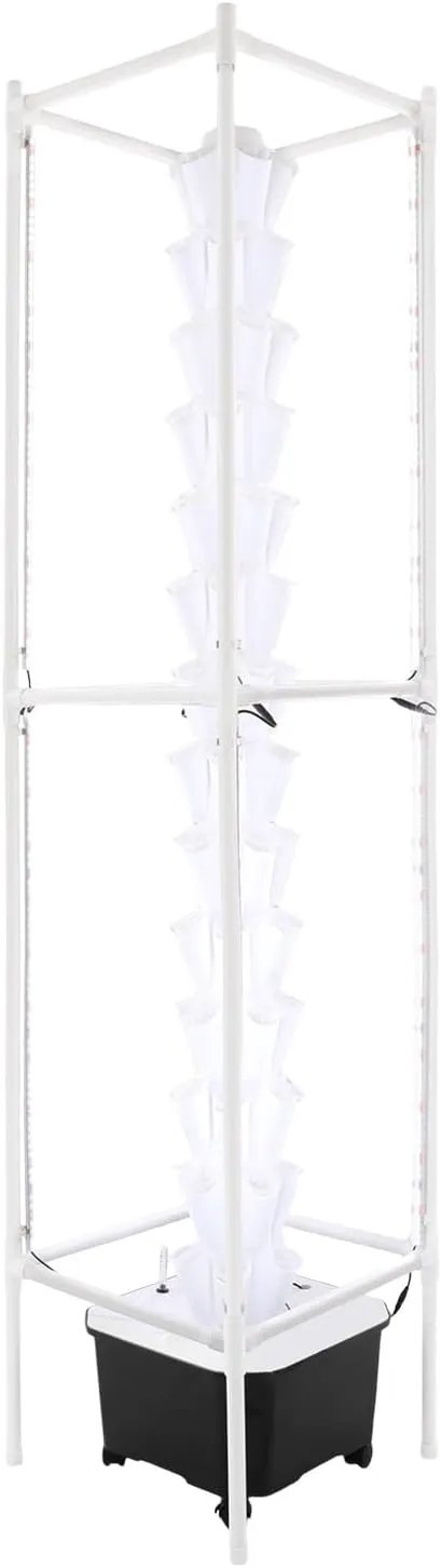 Hydroponic Growing Tower System Kit, 70-Plant Vertical Hydroponics Garden Tower with LED Grow Light, for Outdoor Indoor Herbs Fruits Vegetables Smart Garden Planter Kit by GreenHaven Gardens