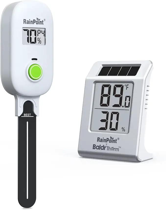 RAINPOINT Light-Driven Thermo-Hygrometer & Smart Digital Wireless Soil Moisture Meter (WiFi Hub Needed) Kit, Real-time Monitor Sensor Gardening Plant Care Essentials by GreenHaven Gardens