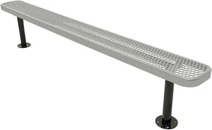 Coated Outdoor Furniture Heavy-Duty Outdoor Bench Thermoplastic Coated, Expanded Metal, Commercial-Grade Seating, Made in America (Surface Without Back, 8 Ft, Grey) by GreenHaven Gardens