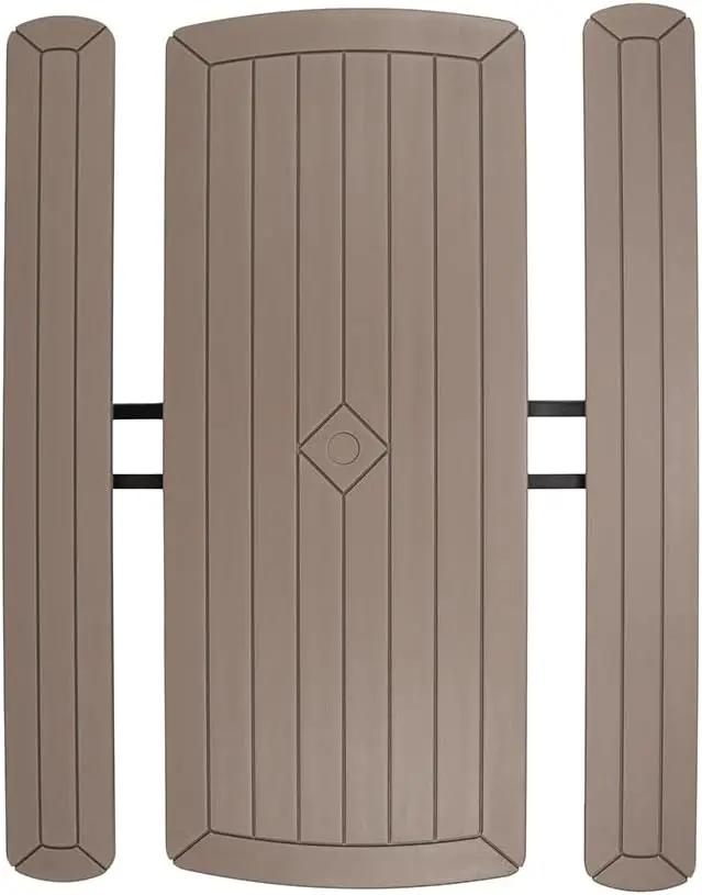 OEF Furnishings Heavy Duty Blow Molded Folding Picnic Table - Brown, Brown Frame by GreenHaven Gardens
