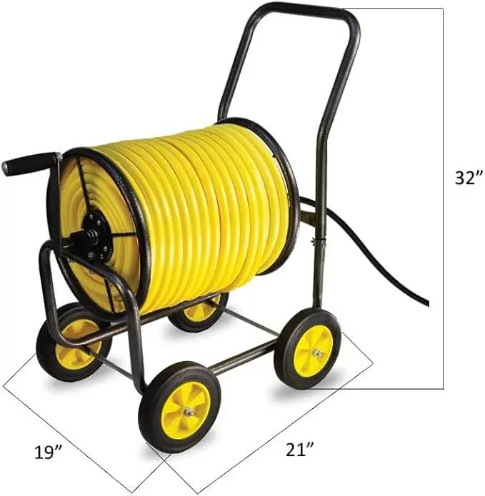 Garden Hose Reel Cart, Heavy Duty Steel Reel with Wheels, Garden Hose Holder for Outside, Backyard, or Lawn, Mobile Garden Cart Holds Up to 250 ft of 5/8’’ by GreenHaven Gardens