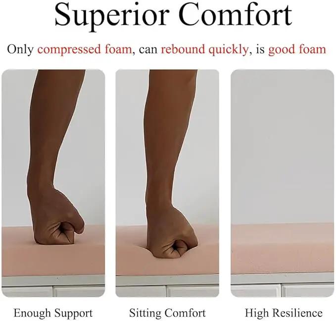 18 x 18 Inch Outdoor Chair Cushions for Patio Furniture, UV Resistant Non Slip Waterproof Replacement Patio Seat Cushion with Ties Set of 2, Khaki
