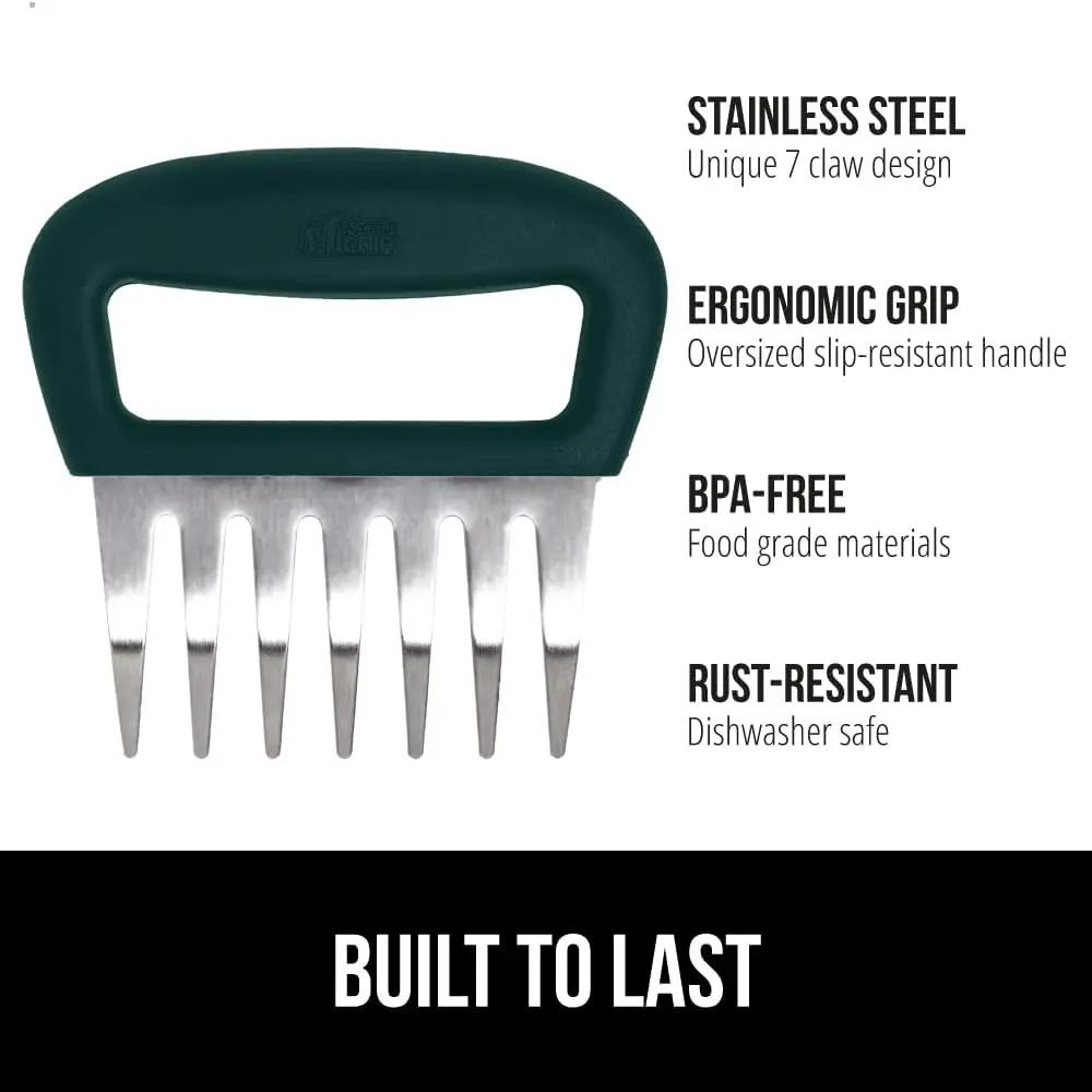 GORILLA GRIP BPA-Free Chicken Shredder Meat Claws, Sharp Stainless Steel Food Shredding Fork, Comfortable Handle, Easily Shred Pulled Pork, Taco Meats, Kitchen Smoker BBQ Tool, Dishwasher Safe, Hunter by GreenHaven Gardens