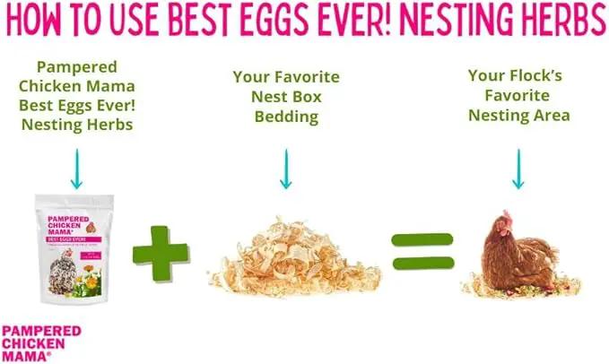 Pampered Chicken Mama Best Eggs Ever! Nesting Herbs for Chickens (1.25 Pounds) Calcium Supplement for Chickens | Chicken Feed Supplies, Hen Treats for Coops by GreenHaven Gardens