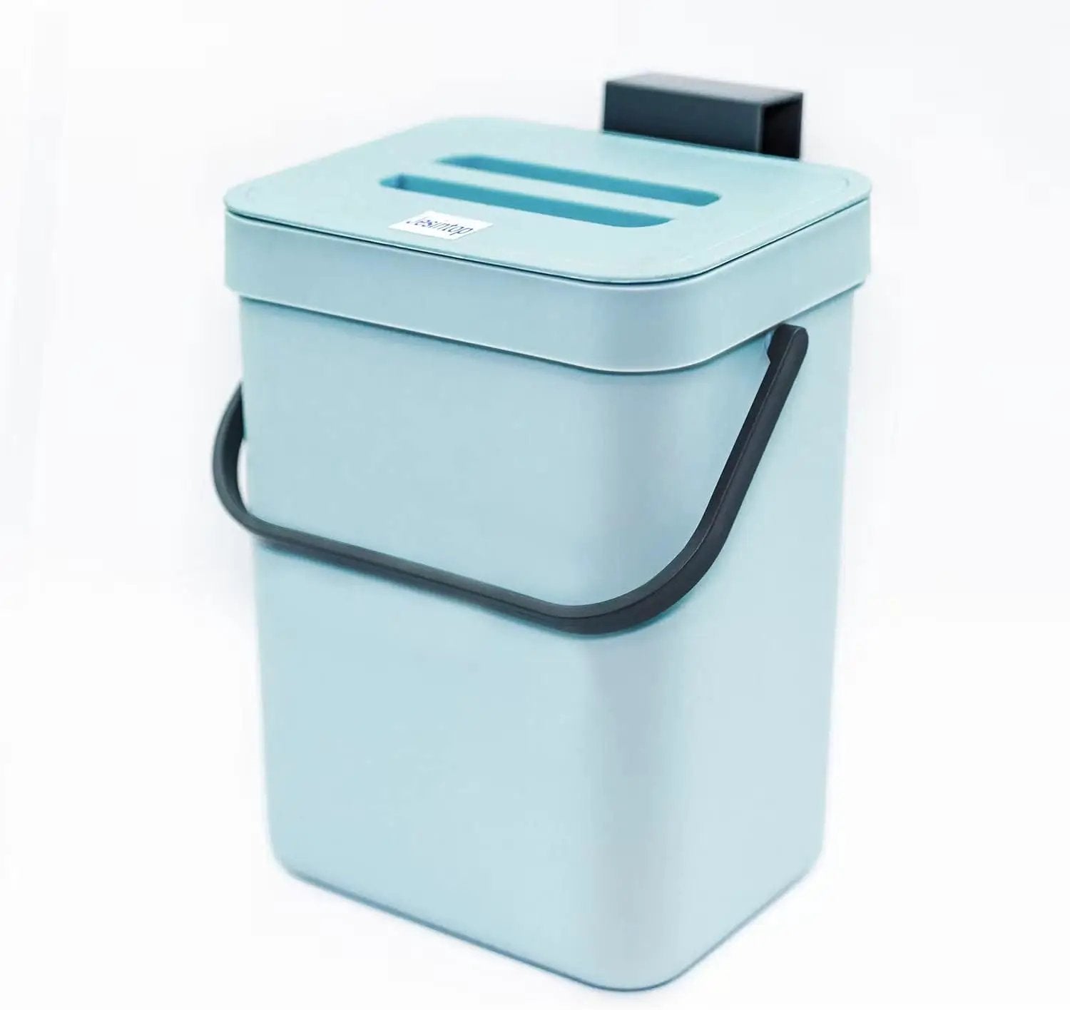 Kitchen Compost Bin Indoor for Counter Top,Hanging Small Trash Can with Lid,Food Waste Bin,Mountable Compost Busket 1.3 Gal/5 L Series,Blue by GreenHaven Gardens