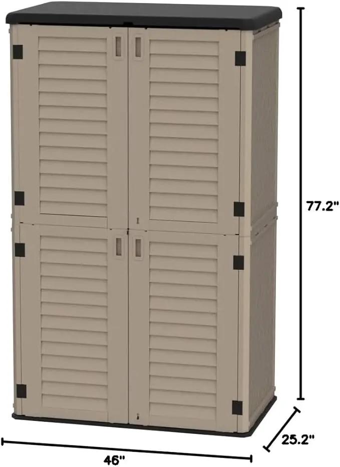 HOMSPARK Storage Shed Weather Resistance, Multi-Purpose Outdoor Storage Cabinet for Backyards and Patios, Horizontal Storage Shed for Lawnmower, Patio Accessories (Coffee, Tall - 53 cu.ft) by GreenHaven Gardens
