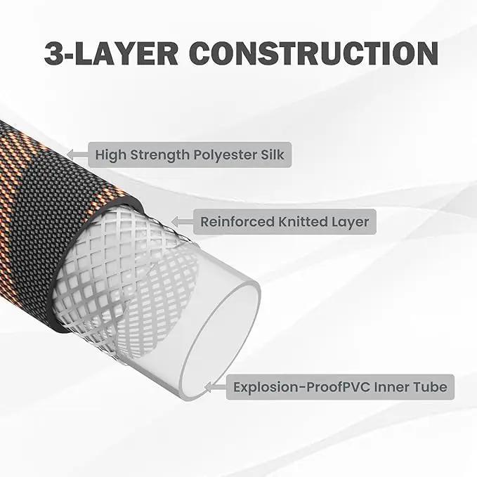 Giraffe Tools Garden Hose 100FT Non-Expandable Lightweight Flexible Water Hoses Burst 600 psi with 9 Spray Function Nozzle Heavy Duty Hose by GreenHaven Gardens