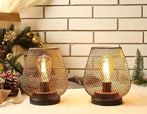 JHY DESIGN Set of 2 Metal Cage LED Lantern Battery Powered Cordless Accent Light with LED Great for Weddings Parties Patio Events for Indoors Outdoors by GreenHaven Gardens