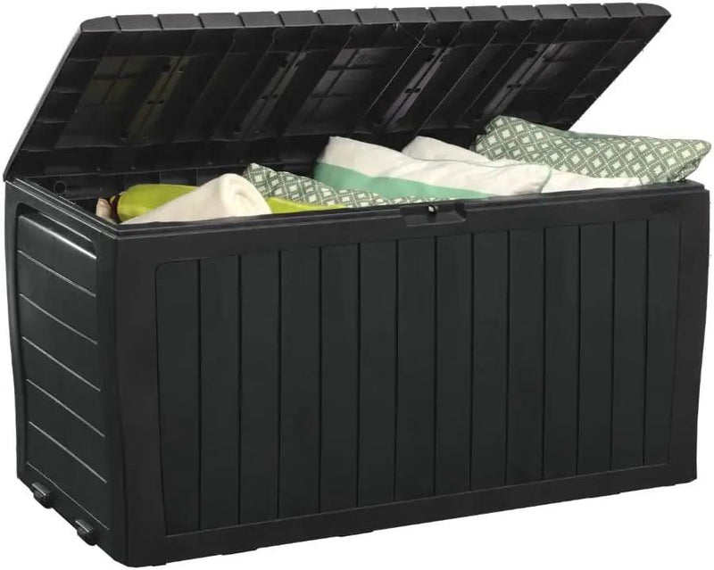 Keter Marvel Plus 71 Gallon Resin Deck Box-Organization and Storage for Patio Furniture Outdoor Cushions, Throw Pillows, Garden Tools and Pool Toys, Dark Grey by GreenHaven Gardens