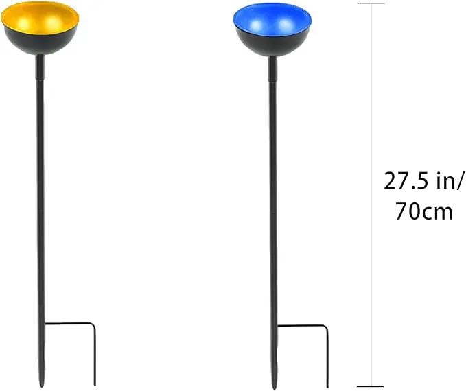 HLMOptimo 2 Packs/4 Packs Bee Watering Stations, Bee Cups for Garden, Bee Butterfly Water Station Bee Waterer, Metal Garden Stakes for Outdoor Garden Courtyard Decor (Yellow and Blue) by GreenHaven Gardens