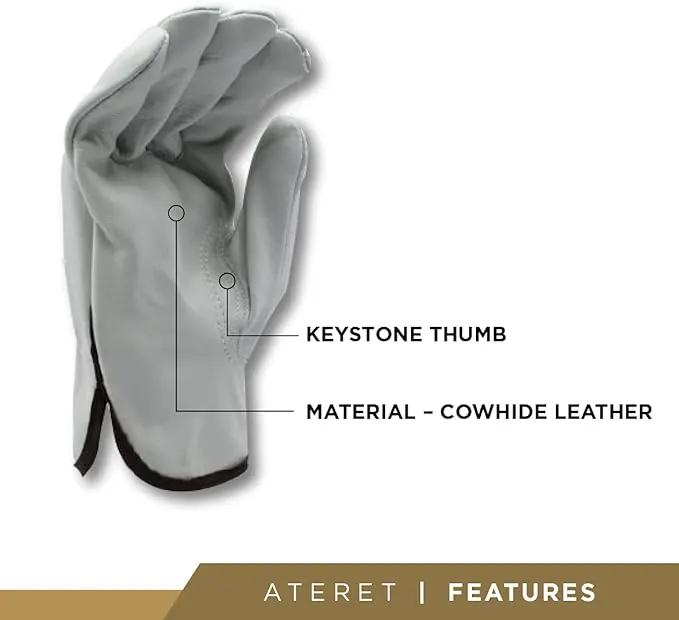 ATERET 36 Pairs Small Heavy Duty Durable Cowhide Leather Work Gloves I Driver Gloves for Truck Driving, Warehouse, Gardening, Farming by GreenHaven Gardens